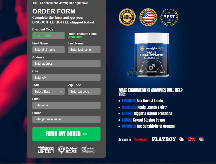 phenoman male enhancement gummies order form